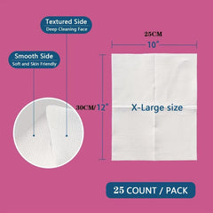 Large 100% Cotton Face Towels 25 Count - Ideal for Washing, Wiping, and Cleaning