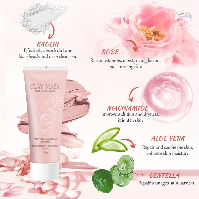Rose & Niacinamide Clay Mask Deep Cleaning Nourish Mud Mask