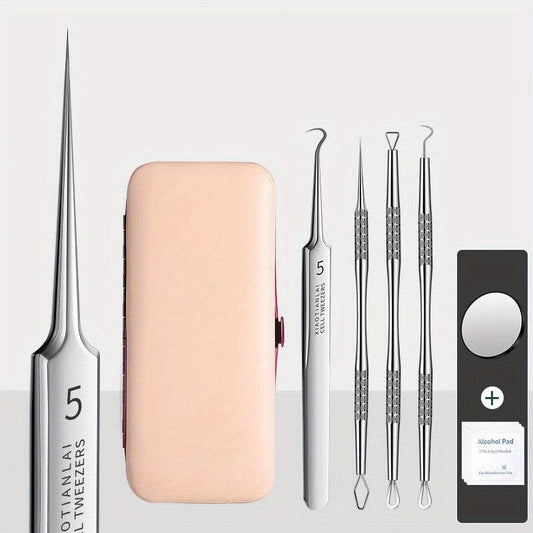 5Pcs Blackhead Remover Tweezers Kit for Whitehead Acne Blemishes