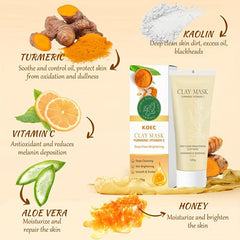 Turmeric Clay Mask with Mask Brush - Deep Cleaning Mud Mask