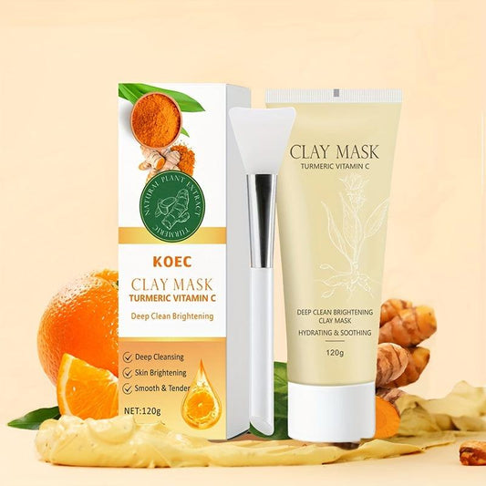 Turmeric Clay Mask with Mask Brush - Deep Cleaning Mud Mask