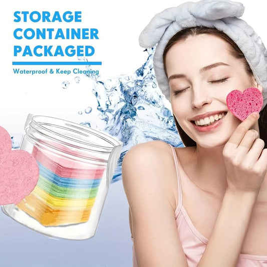 50 Facial Sponges Heart Shape Compressed Face Sponge Natural Sponge Pads