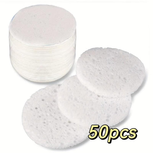 50pcs Wood Pulp Cotton Sponge Face Cleaning Exfoliating Wash Brush Bath