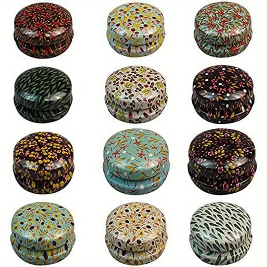 12 Pack Round Tin Containers 20ml Capacity Hinged Lid for Candles Lip Balm Salve