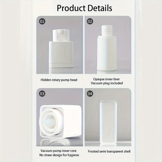 Double Layer Vacuum Cream Jar 15ml 30ml 50ml Frosted Square Rotary Bottle