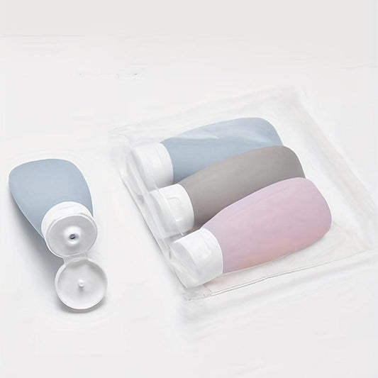 3Pcs Travel Bottles Refillable Squeeze Pouch Leakproof Portable Cosmetic Bottles