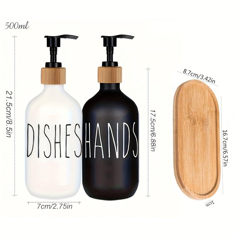 Farmhouse Hand & Dish Soap Dispenser Set - Refillable Pump for Kitchen