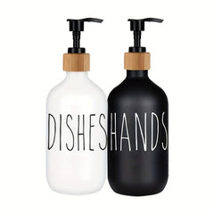 Farmhouse Hand & Dish Soap Dispenser Set - Refillable Pump for Kitchen