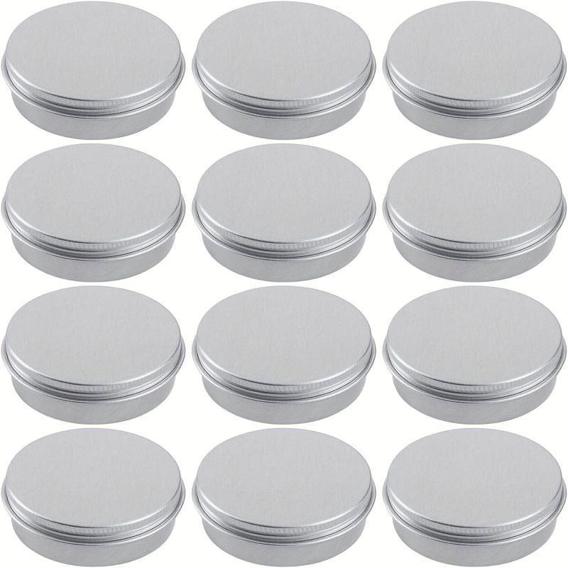 12pcs 2oz Aluminum Tin Jar for Cosmetics Skincare Screw Lid Round Container
