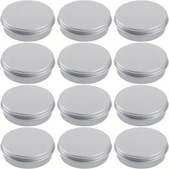 12pcs 2oz Aluminum Tin Jar for Cosmetics Skincare Screw Lid Round Container