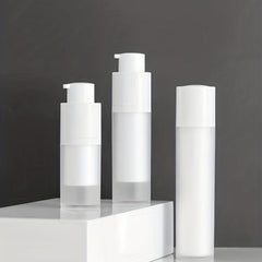 Frosted Airless Pump Bottle for Travel - Refillable Cosmetic Container