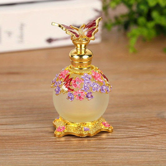 Vintage Butterfly Decor Perfume Bottle | Jeweled Crystal Vials