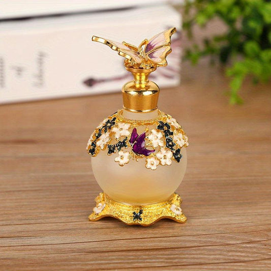 Vintage Butterfly Decor Perfume Bottle | Jeweled Crystal Vials