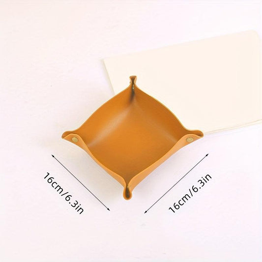 Leather Storage Tray Folding Desktop Organizer for Key Jewelry Cosmetic