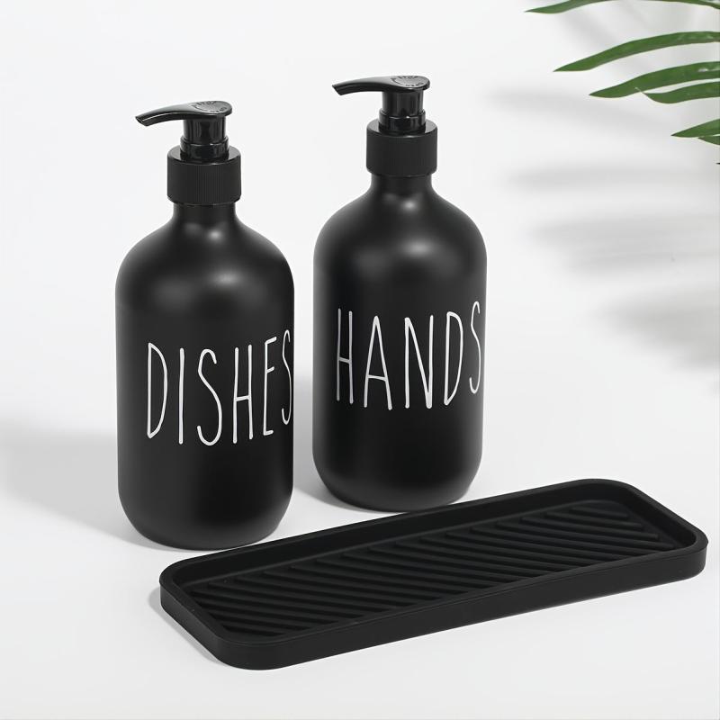 2 Pack Matte Plastic Soap Dispenser Bottles Reusable Set