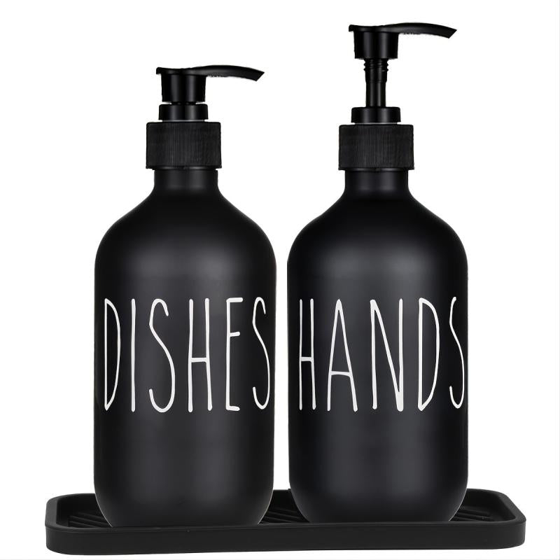 2 Pack Matte Plastic Soap Dispenser Bottles Reusable Set