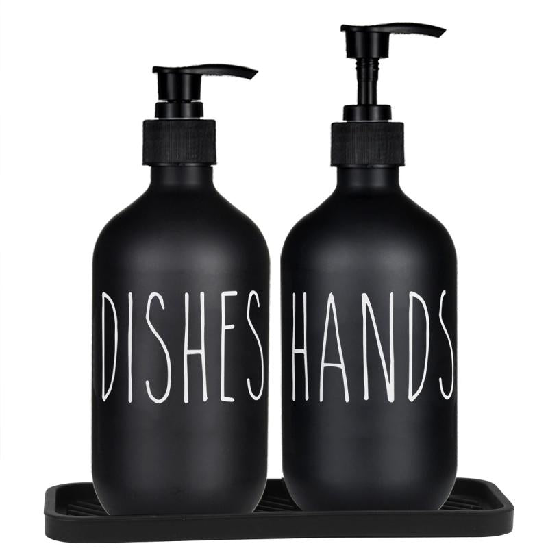 2 Pack Matte Plastic Soap Dispenser Bottles Reusable Set