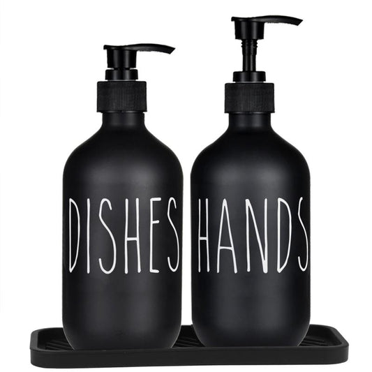 2 Pack Matte Plastic Soap Dispenser Bottles Reusable Set
