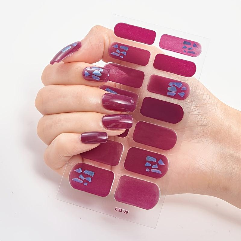 20 Colors Full Cover Nail Wraps High Nail Stickers