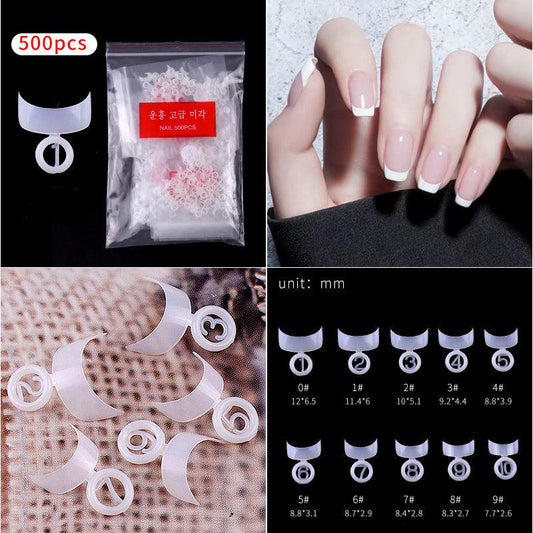 500 pcs Clear Short Acrylic Extension French Nail Tips for Half Cover Nails