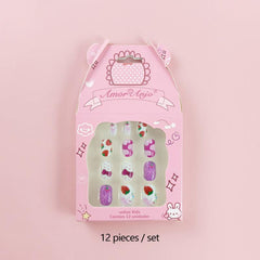 Kid's Cartoon Print Press On Nails 12pcs