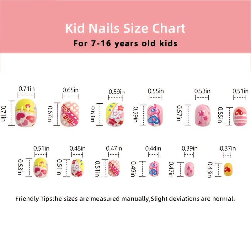 Kid's Cartoon Print Press On Nails 12pcs