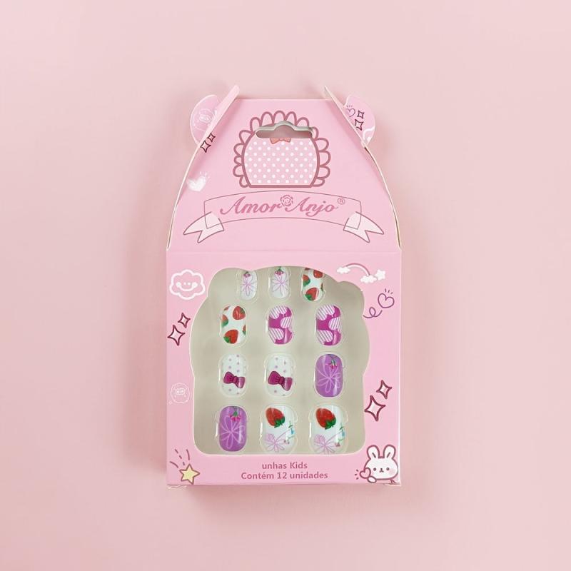 Kid's Cartoon Print Press On Nails 12pcs