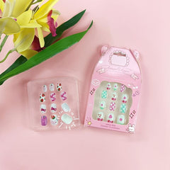 Kid's Cartoon Print Press On Nails 12pcs