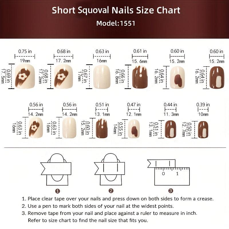 24 pcs Matte Press On Nails Square Glue Long Lasting Halloween Nails