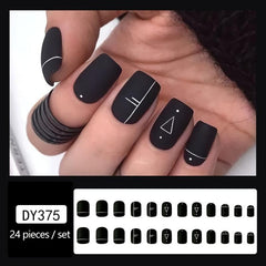 24 pcs Matte Press On Nails Square Glue Long Lasting Halloween Nails
