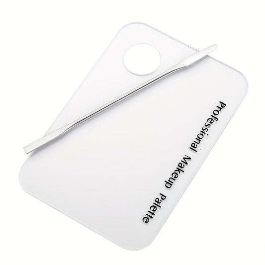 2pcs Makeup Mixing Palette With Stick Kit Stainless Steel Mixing Tray