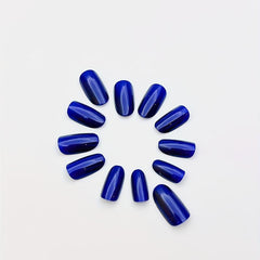 24pcs French Tip Press On Nails Short Oval Rhinestone False Nails for Women