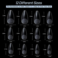 240pcs Frosted Almond Nail Tips - Full or Half Cover Stiletto False Nails