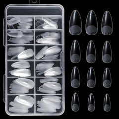 240pcs Frosted Almond Nail Tips - Full or Half Cover Stiletto False Nails