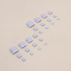 24pcs Glossy French Tip Press On Toenails for Summer Parties