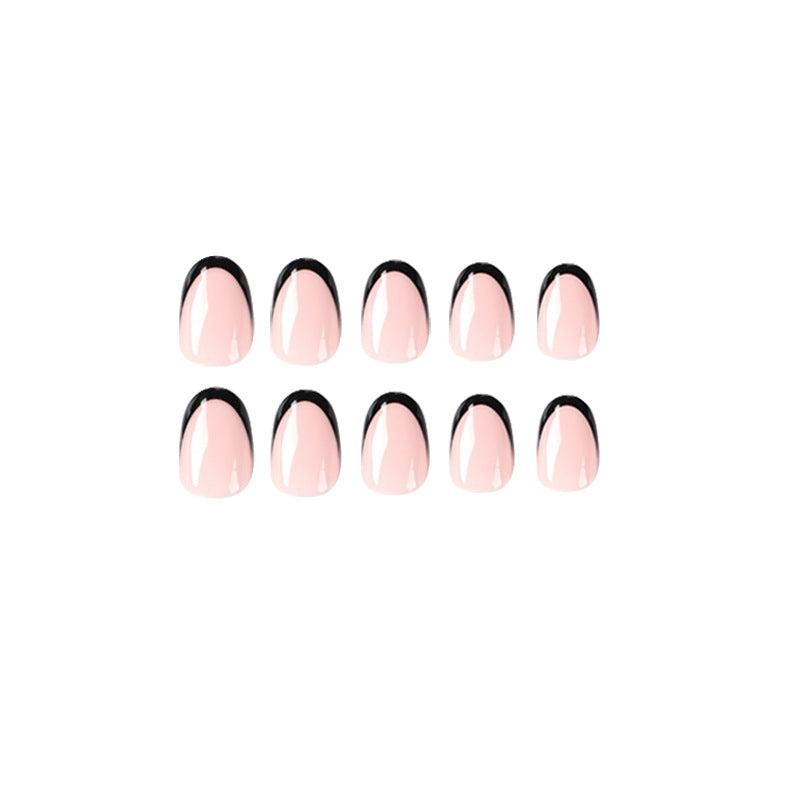 24pcs Nude French Press On Nails Short Almond Acrylic False Nails