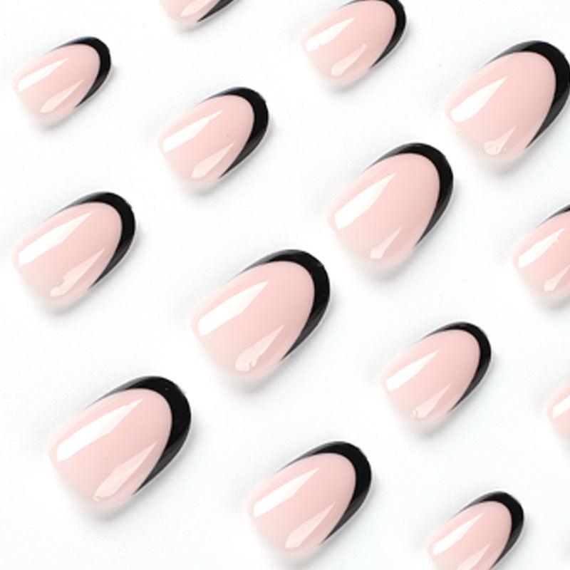 24pcs Nude French Press On Nails Short Almond Acrylic False Nails