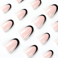 24pcs Nude French Press On Nails Short Almond Acrylic False Nails