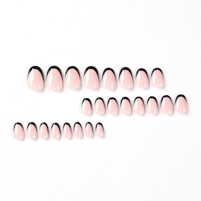 24pcs Nude French Press On Nails Short Almond Acrylic False Nails