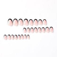 24pcs Nude French Press On Nails Short Almond Acrylic False Nails