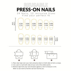 24pcs Glossy Pink Press On Nails French Edge Medium Square Coffin False Nails