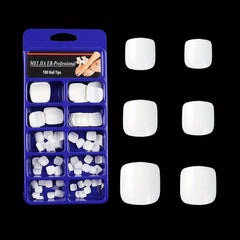 100 Pcs Short Square Toenail Tips Acrylic False Toenail Tips with Box 10 Sizes