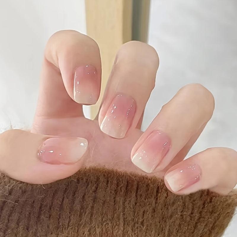 Gradient Nude Acrylic Press On Nails for Women - Easy Application & Long Lasting