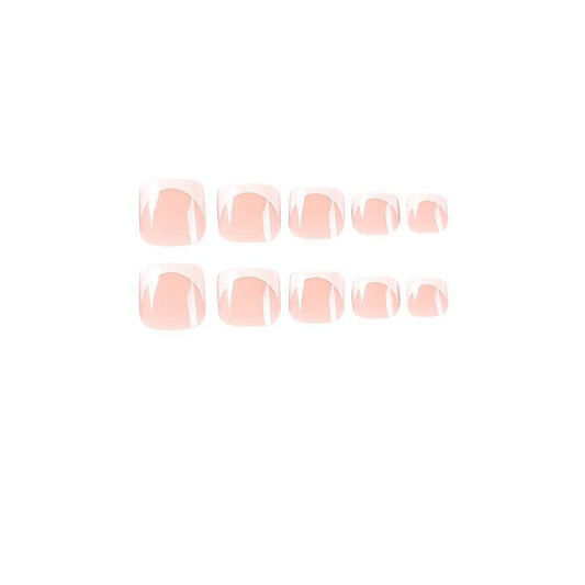Glossy Pink Square Press On Toenails Short Acrylic False Toenails for Women