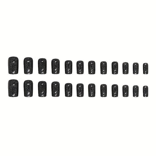 24pcs Starry Sky Glitter Press On Nails Glossy False Nails for Women