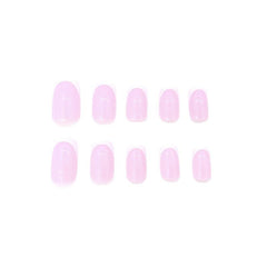 French Tip Pink Press On Nails Full Cover Coffin Short Length