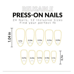French Tip Pink Press On Nails Full Cover Coffin Short Length