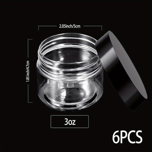 6 Pcs Plastic Pot Jars Round Clear Leak Proof Cosmetic Container With Lids