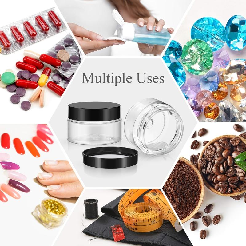 6 Pcs Plastic Pot Jars Round Clear Leak Proof Cosmetic Container With Lids