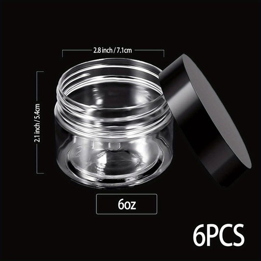 6 Pcs Plastic Pot Jars Round Clear Leak Proof Cosmetic Container With Lids